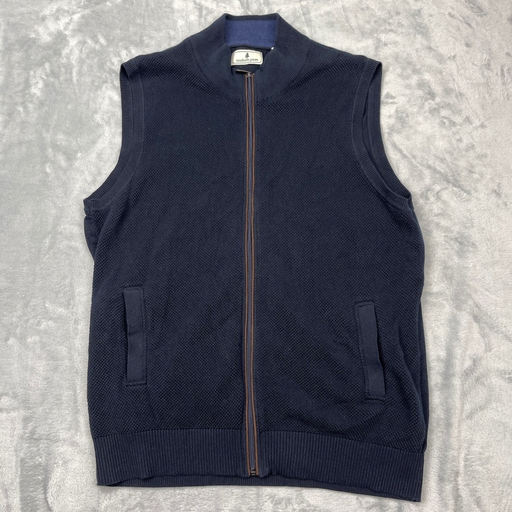 Southern Pines Full Zip Vest Mens XL/EG Navy Blue Quilted Knit